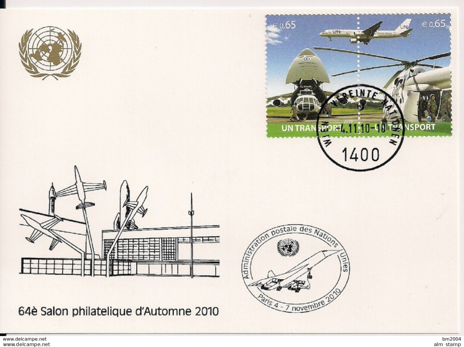 2010 UNO Wien Mi. 680-1  WEISSE KARTE - White Card  Paris - FDC