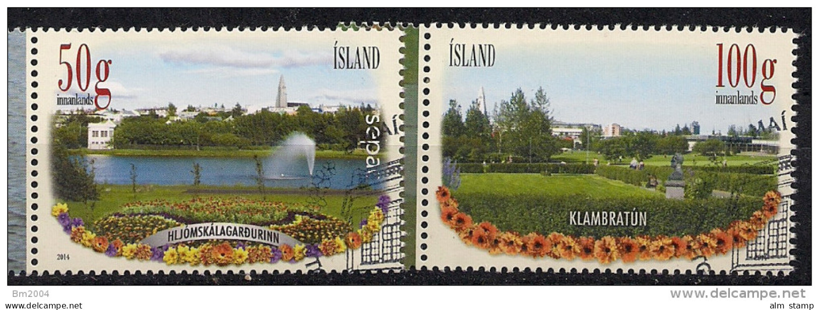 2014 Iceland  Island Mi. 1431-2 Used  SEPAC: Blumen; Parks - Oblitérés