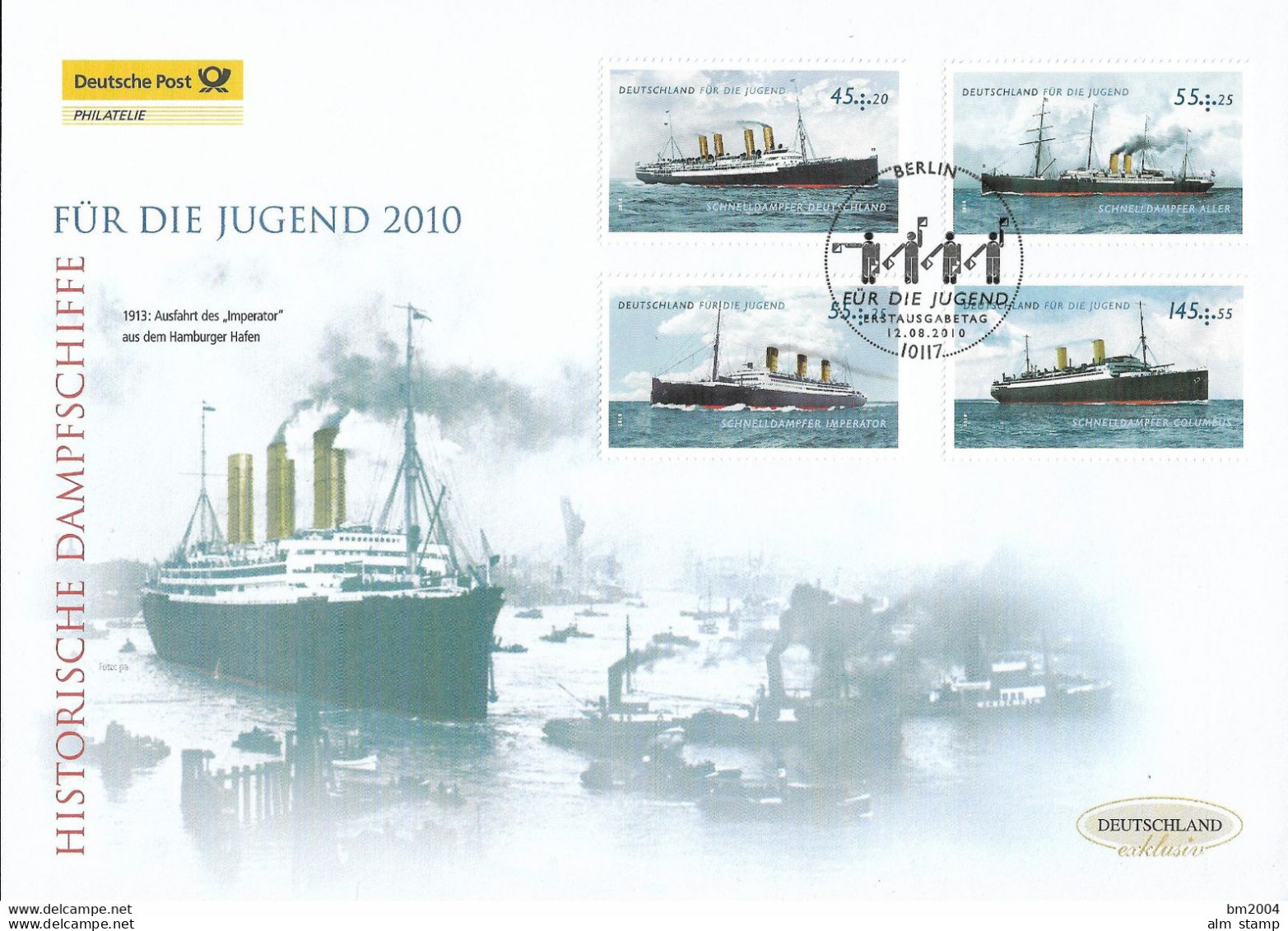 2010 Deutschland  Germany  Mi. 2809-12 FDC : Historische Schnelldampfer. - 2001-2010