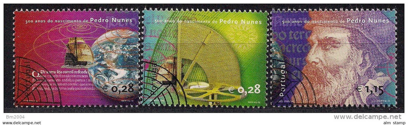 2002 Portugal Mi. 2577-9 Used   500. Geburtstag Von Pedro Nunes - Oblitérés