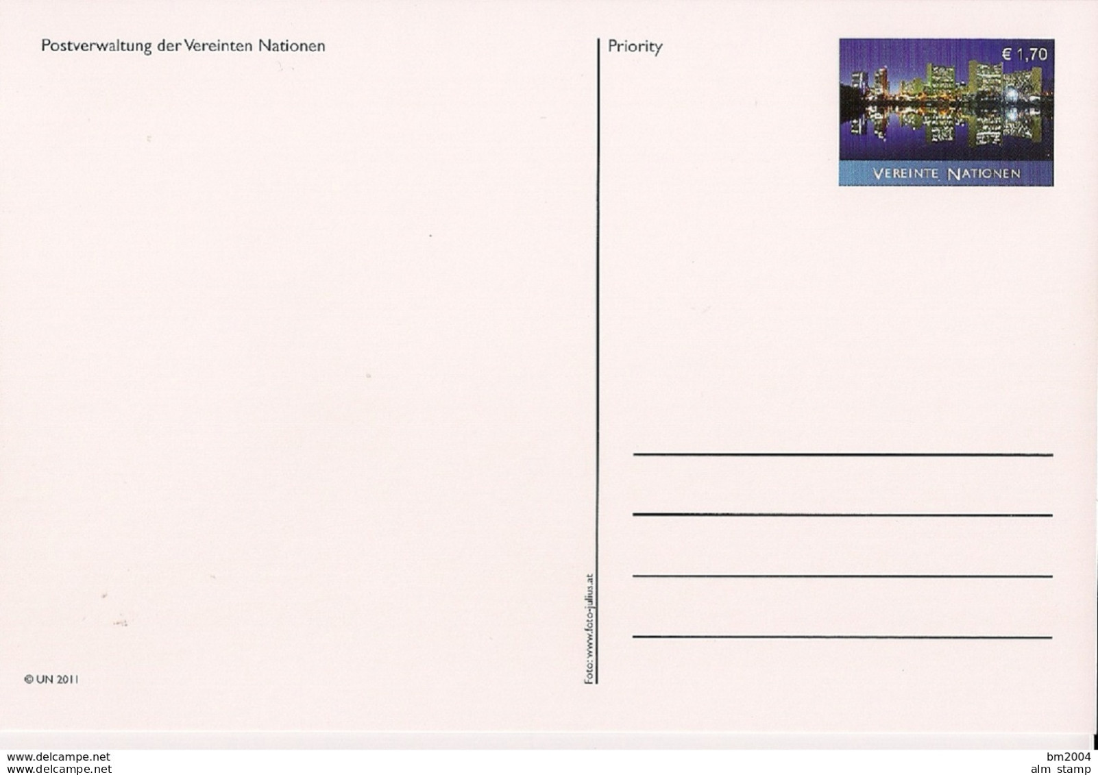 2011 UNO Wien Ganzsache EUR 1,70:  Intenationales Zentrum  Wien, Österreich - FDC