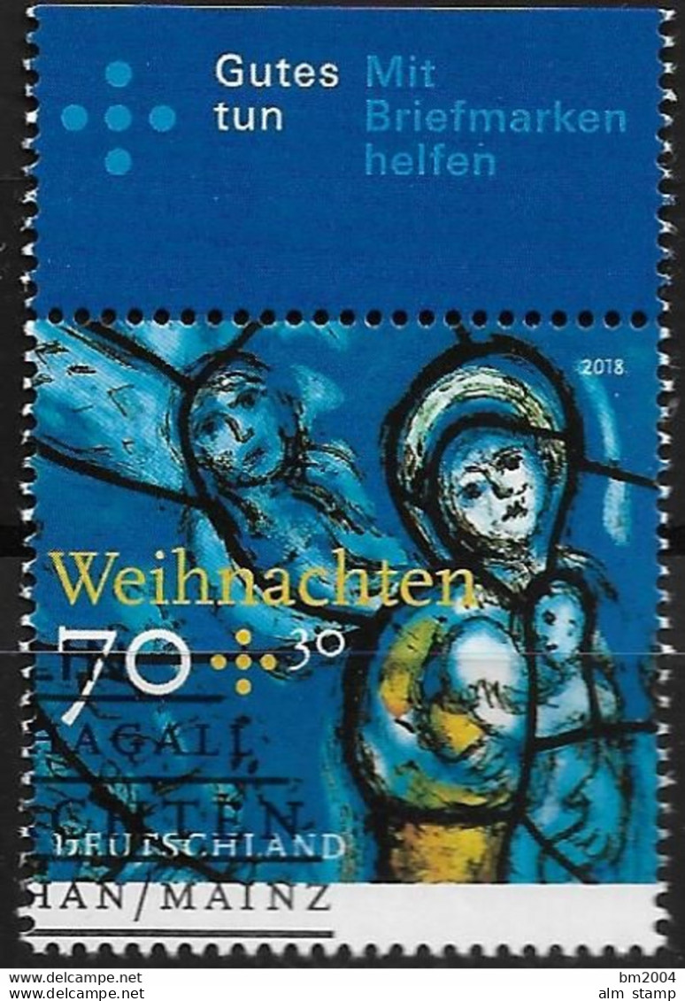 2018  Deutschland Germany Mi.  3418 FD-used Berlin   Weihnachten: Chagal - Gebraucht