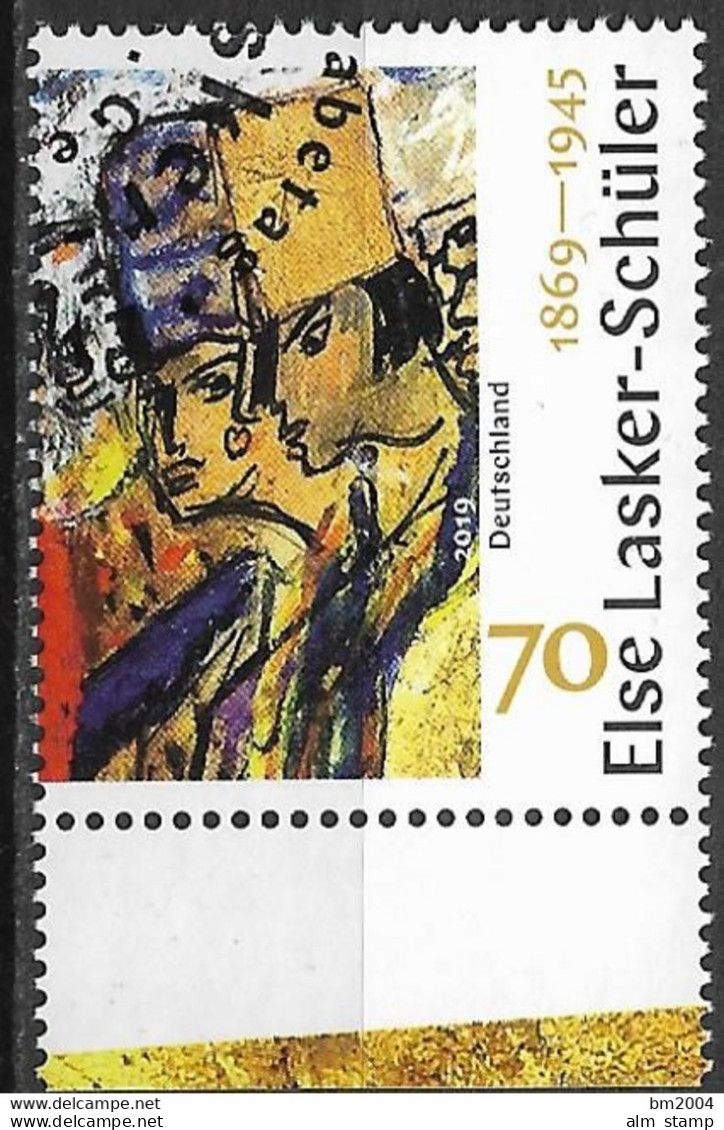 2019  Deutschland Germany  Mi. 3443 FD-used  150. Geburtstag Von Else Lasker-Schüler. - Gebraucht