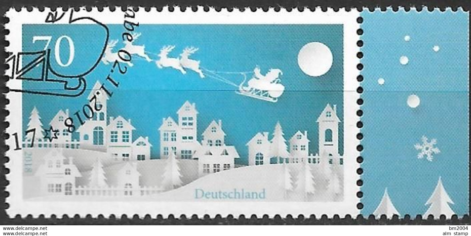 2018  Deutschland Germany  Mi. 3421 FD-used Berlin  Winter.Weihnachtsmann Im Rentierschlitten über Einer Stadt - Gebraucht