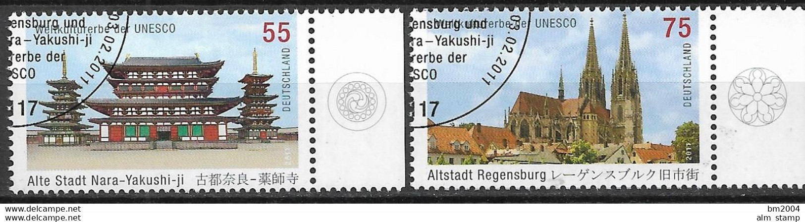 2011 . Deutschland Germany Mi.  2844-5  FD-used Be    UNESCO-Welterbe:  Alte Stadt Nara Und Altstadt Von Regensburg. - Gebraucht