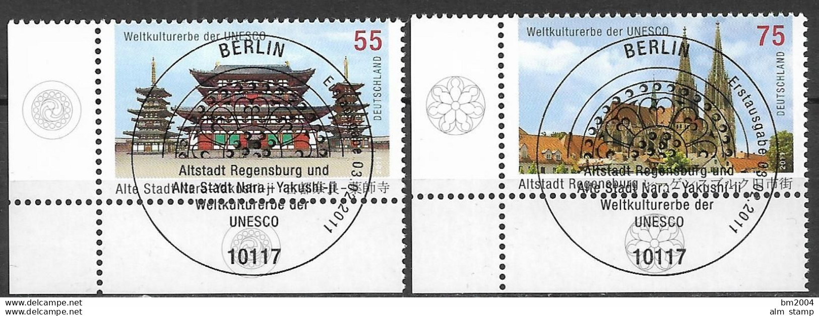 2011 . Deutschland Germany Mi.  2844-5  FD-used Be  EUL  UNESCO-Welterbe:  Alte Stadt Nara Und Altstadt Von Regensburg. - Gebraucht