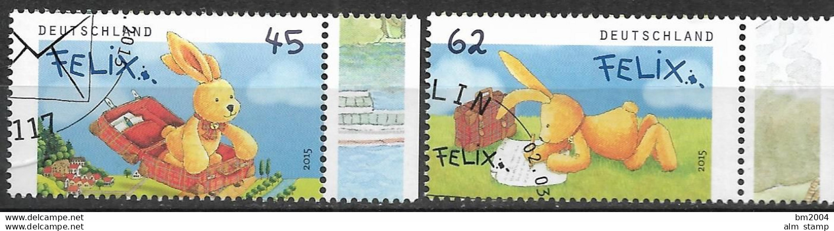 2015  Deutschland  Mi  3140 -1 FD-used   Berlin  Felix, Der Hase - Gebraucht