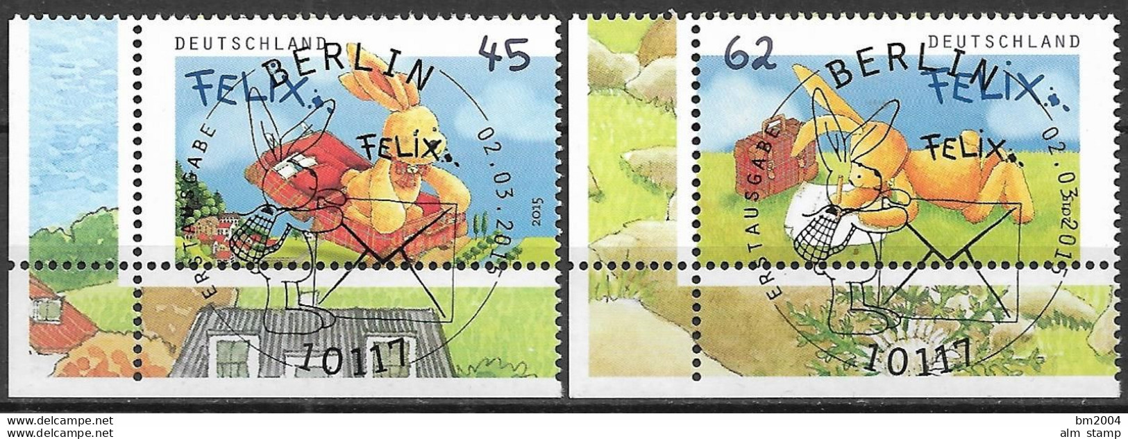 2015  Deutschland  Mi  3140 -1 FD-used EUL  Berlin  Felix, Der Hase - Gebraucht