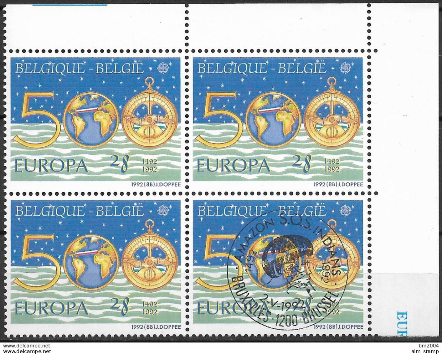 1992 Belgien  Mi. 2506-7   3x **MNH  1 X FD-used Europa: 500. Jahrestag Der Entdeckung Von Amerika - 1992