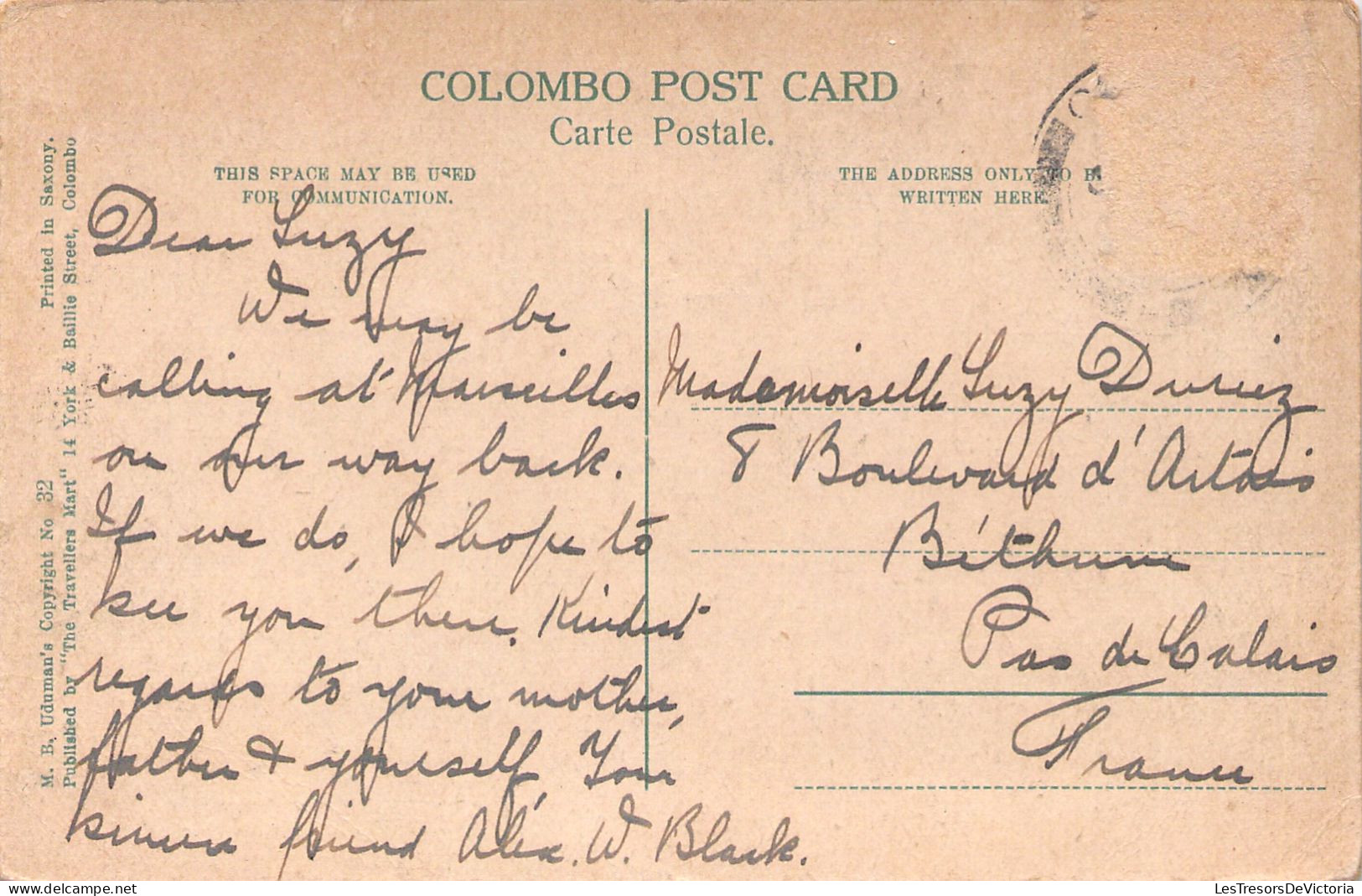 CEYLAN - Gordon Gardens - Colombo - Carte Postale Ancienne - - Sri Lanka (Ceylon)