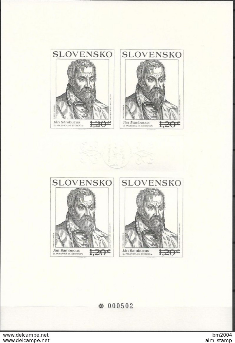 2011 Slowakei Mi. 672  Schwarzdruck  Johannes Sambucus - Unused Stamps