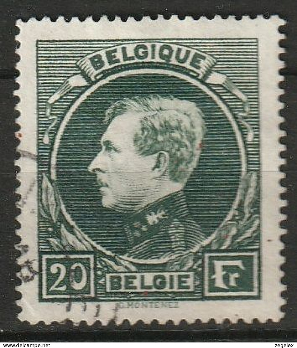  Belgie 1929 Koning Albert 20 Fr. Yv. 290 Gestempeld, Oblitéré. - 1929-1941 Big Montenez