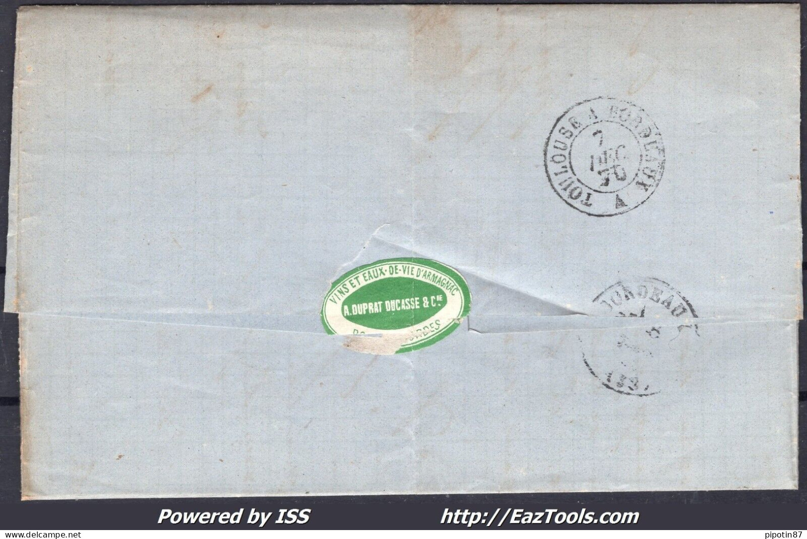 FRANCE N°29B SUR LETTRE GC 1988 LAVARDAC LOT ET GARONNE + CAD DU 07/12/1870 - 1863-1870 Napoléon III Con Laureles