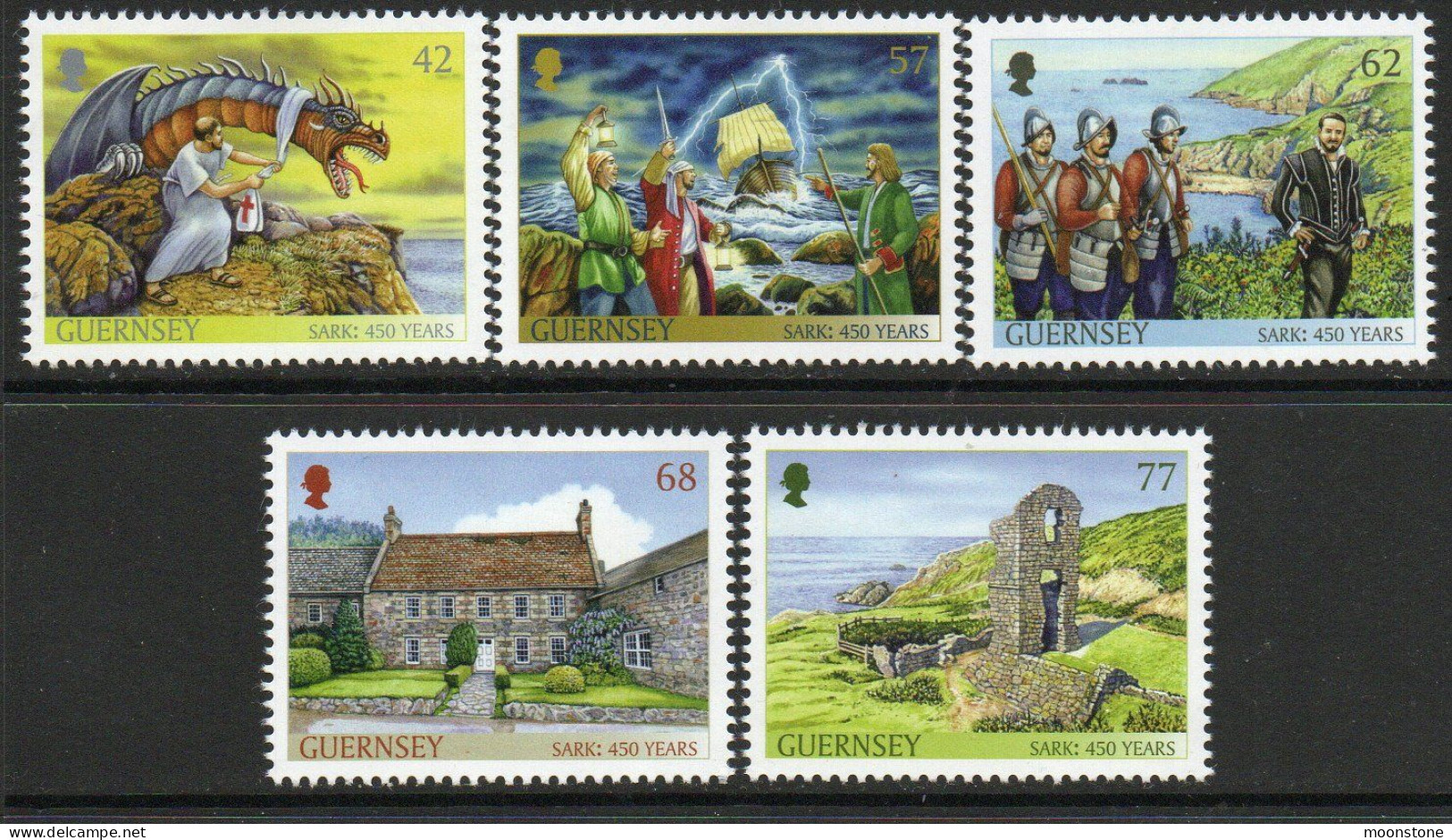 Guernsey 2015 450th Anniversary Of Sark As A Fief Set Of 5, MNH ( 2 Stamps With Gum Adherence, SG 1576/80 - Guernesey