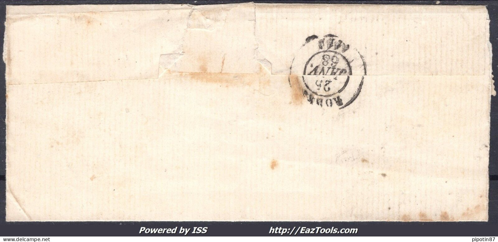 FRANCE N°29A SUR LETTRE GC 2202 MARCILLAC D'AVEYRON AVEYRON + CAD DU 24/01/1868 - 1863-1870 Napoleon III With Laurels