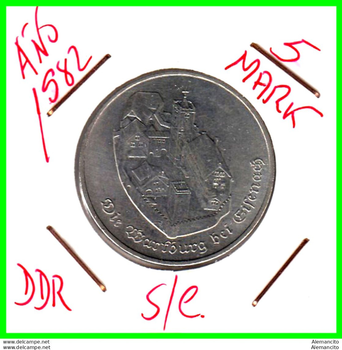 ( GERMANY DDR ) REPUBLICA DEMOCRATICA DE ALEMANIA ( RDA ) MONEDA DE 5-DM AÑO 1982 - KM-85 -  - 5 DM ( WARTBURG CASTLE ) - 5 Mark