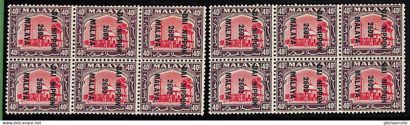 ZA0048b - MALAYA Japanese Occupation - STAMP - SG # 257  Two Blocks Of 6 Mint MNH - Occupation Japonaise