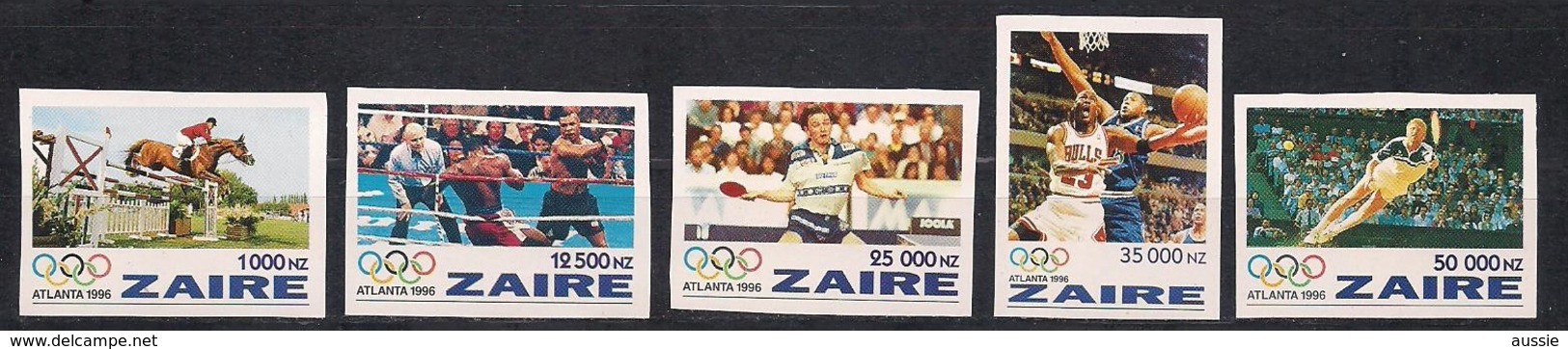 Zaire 1996 OCBnr. 1492-1496 ND Ongetand *** MNH   Cote 22,00 Euro Sport Jeux Olympiques Atlanta Olympische Spelen - Unused Stamps