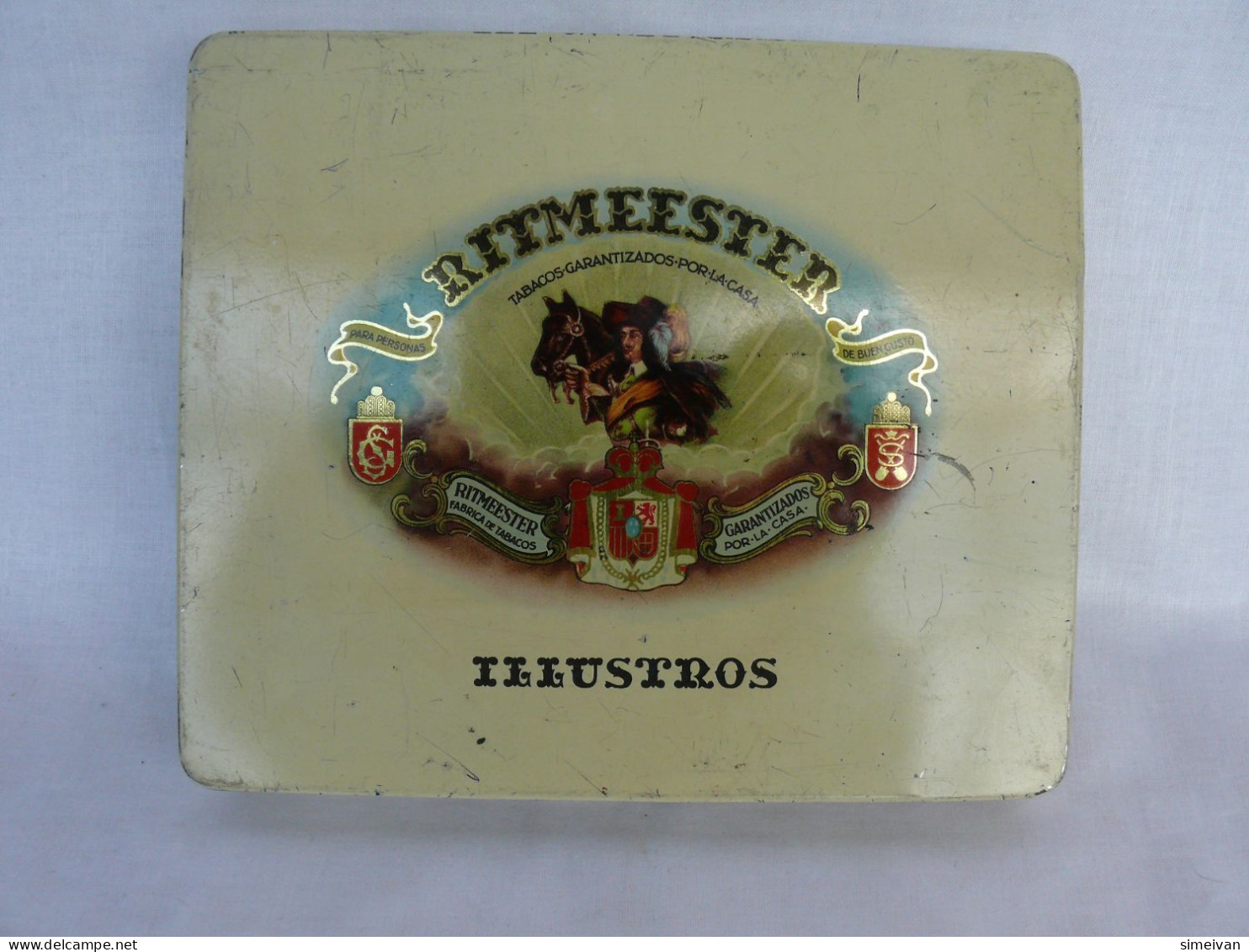 VINTAGE CIGARETTE TIN CASE RITMEESTER ILUSTROS  777 #1981 - Porta Sigarette (vuoti)