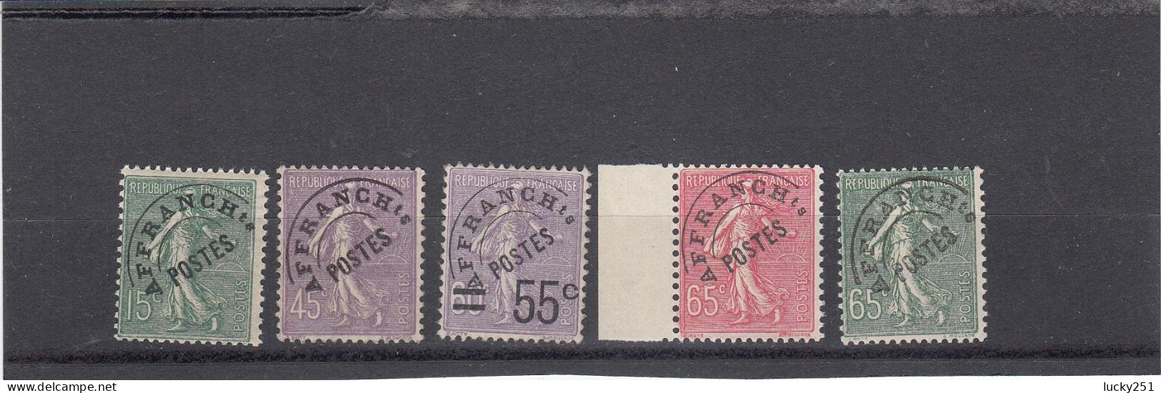 France - Année 1922/47 - Neuf** - Préoblitérés - N° YT 45/49** - Type Semeuse Lignée - 1893-1947