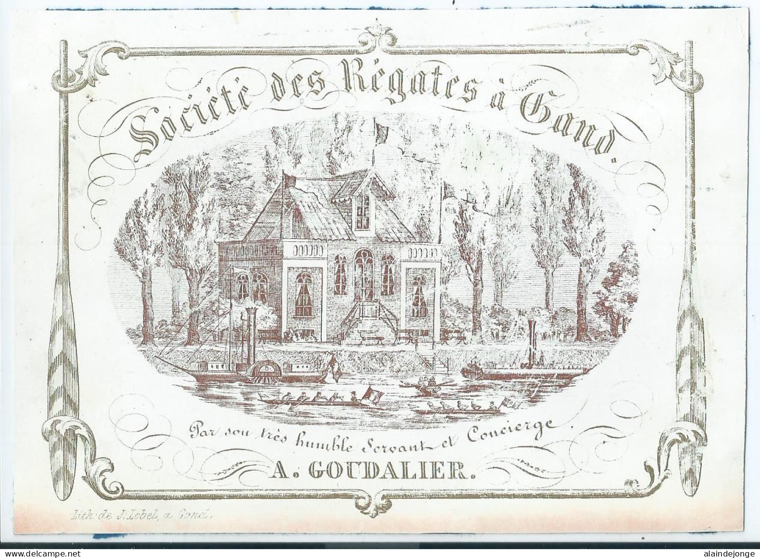 Carte Porcelaine - Porseleinkaart - Gand - Gent - Société Des Régats à Gand - 16x11cm - Ref 336 - Porzellan