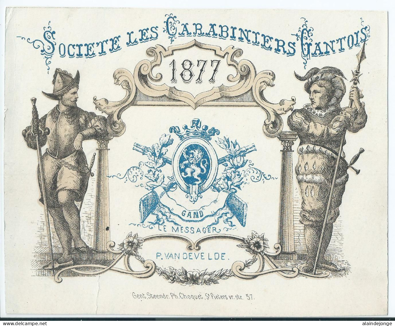 Carte Porcelaine - Porseleinkaart - Gand - Gent - Société Des Carabiniers - 1877 - 17x13,50cm - Ref 327 - Porzellan