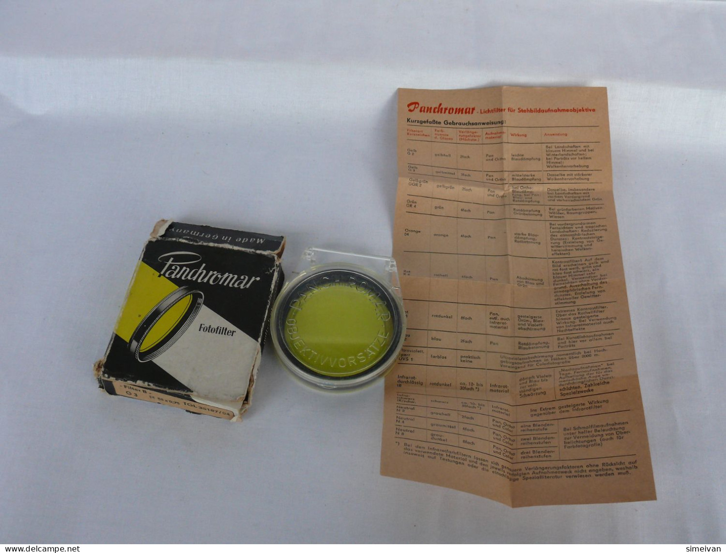 Vintage Panchromar Yellow Filter G3 M 58x0.75 Fotofilter Made In Germany #2003 - Sonstige & Ohne Zuordnung