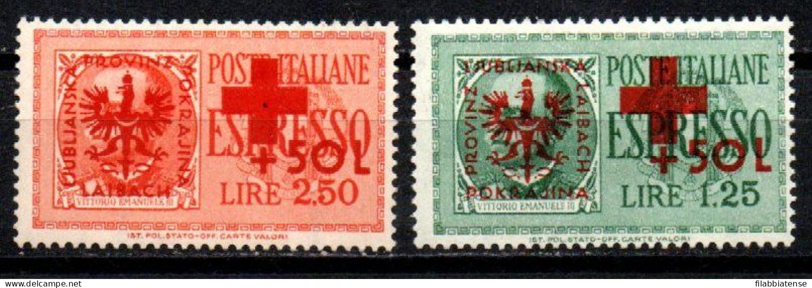 1944 - Italia - Occupazione Tedesca Della Slovenia 34/35 Pro Croce Rossa  ------- - Duitse Bez.: Ljubljana