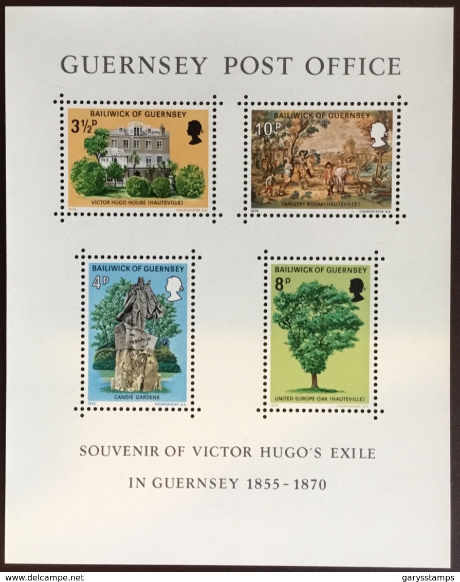 Guernsey 1975 Victor Hugo Minisheet MNH - Guernesey