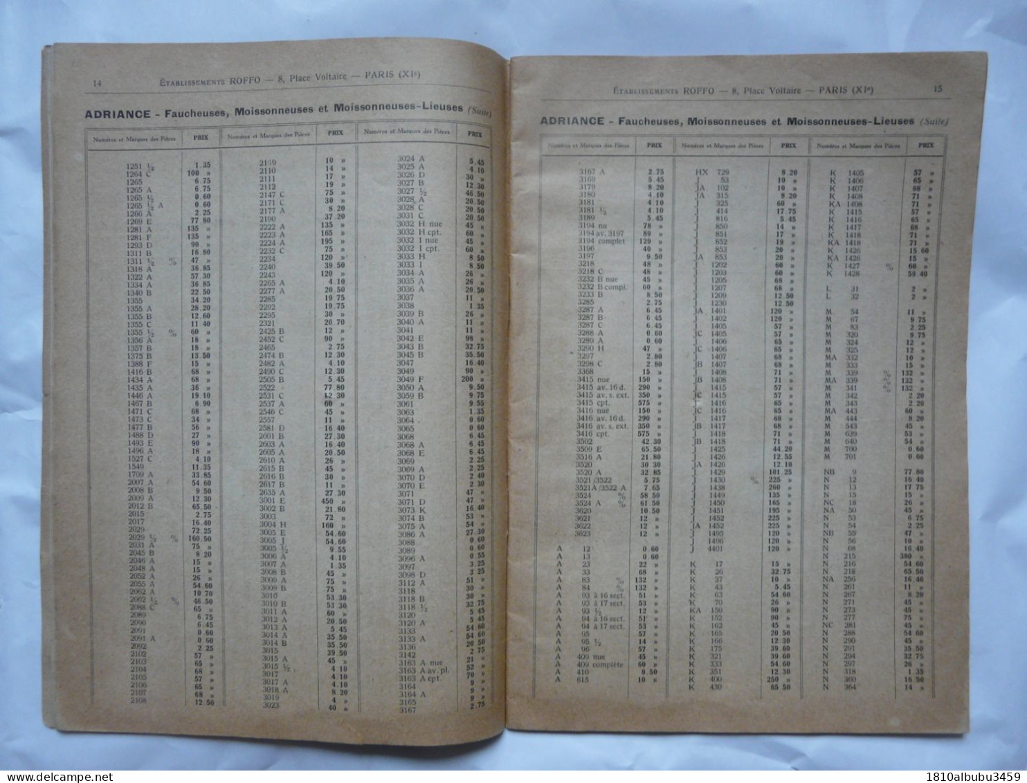 VIEUX PAPIERS - PUBLICITE : Fabrique Français De Pièces De Rechange Pour Machines Agricoles - ETS ROFFO 1925 - Innendekoration