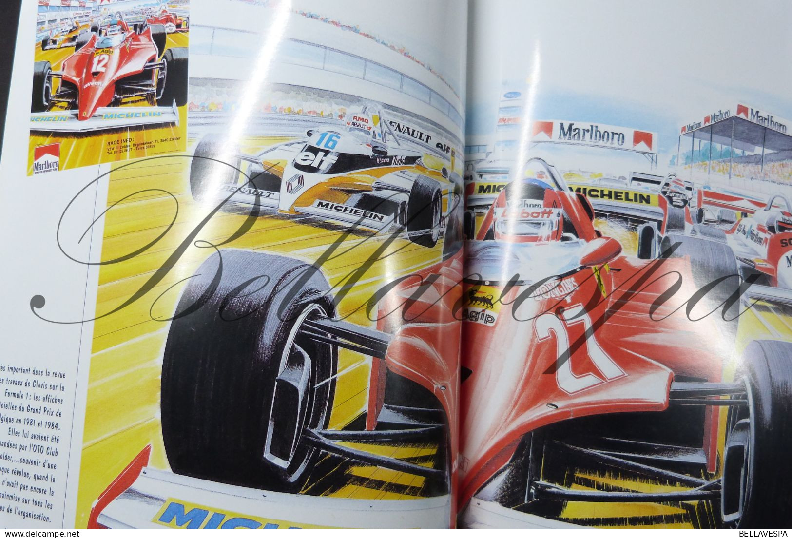 Clovis Dessine-moi un auto Illustrateur  Denis ASSELBERGHS  ferrari Senna Boutsen Audi Fina Martini Bastos Racing 24 h/u