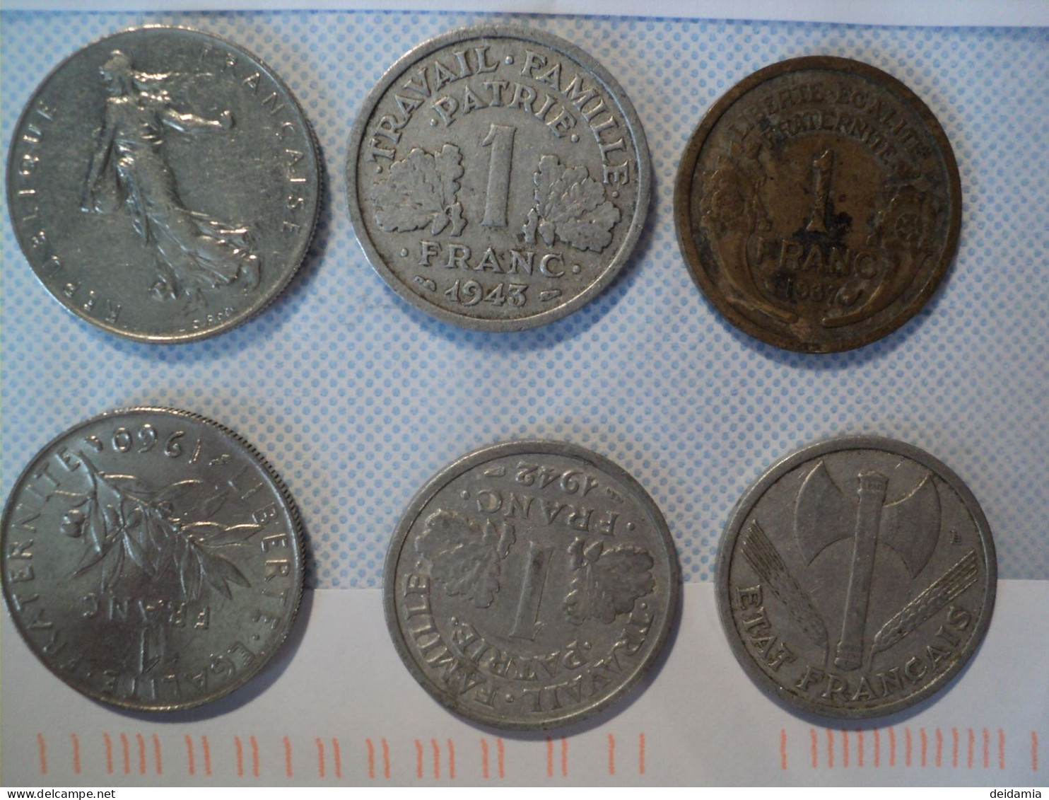 LOT DE 6 PIECES DE 1 FRANC DIFFERENTES. 1937 / 1976 - Vrac - Monnaies