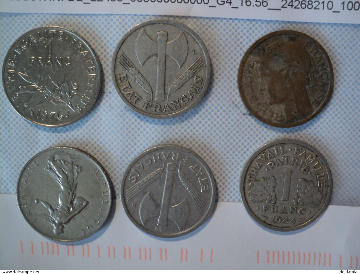 LOT DE 6 PIECES DE 1 FRANC DIFFERENTES. 1937 / 1976 - Vrac - Monnaies