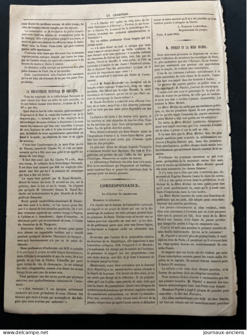 1848 SOUVENIRS DES JOURNEES JUIN 1848 / BARRIÈRE POISSONNIÈRE  Paru Dans LE CHARIVARI - BIBLIOTHÈQUE NATIONALE - 1800 - 1849