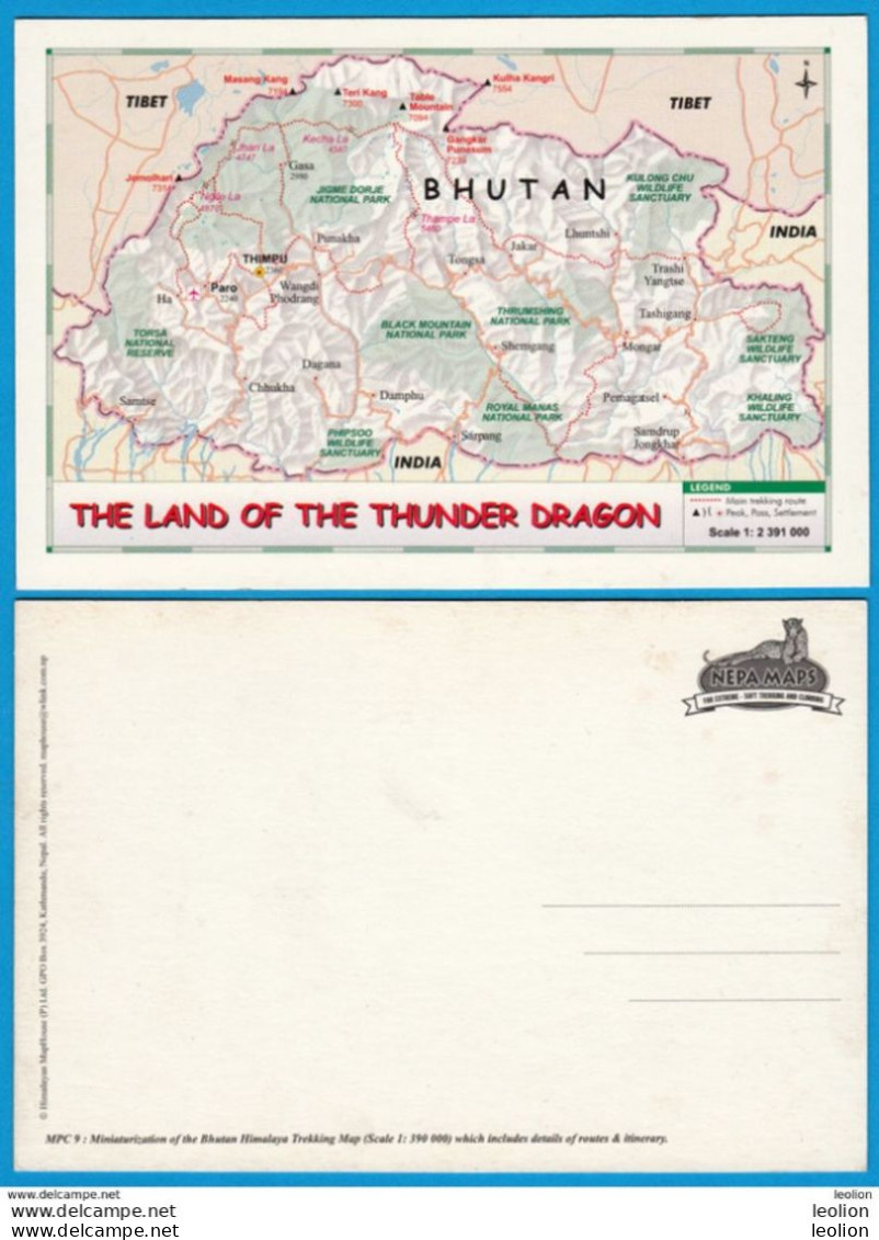 Postcard MAP Of BHUTAN End 1990s? - Butan