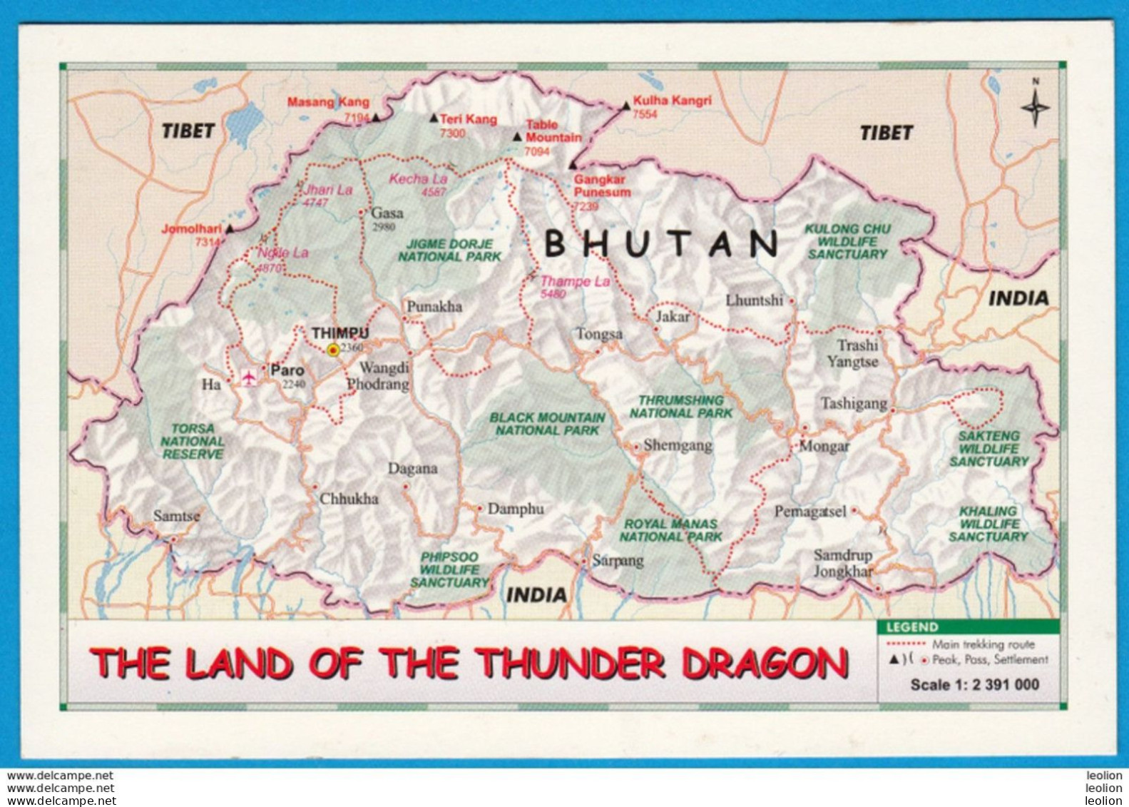 Postcard MAP Of BHUTAN End 1990s? - Butan