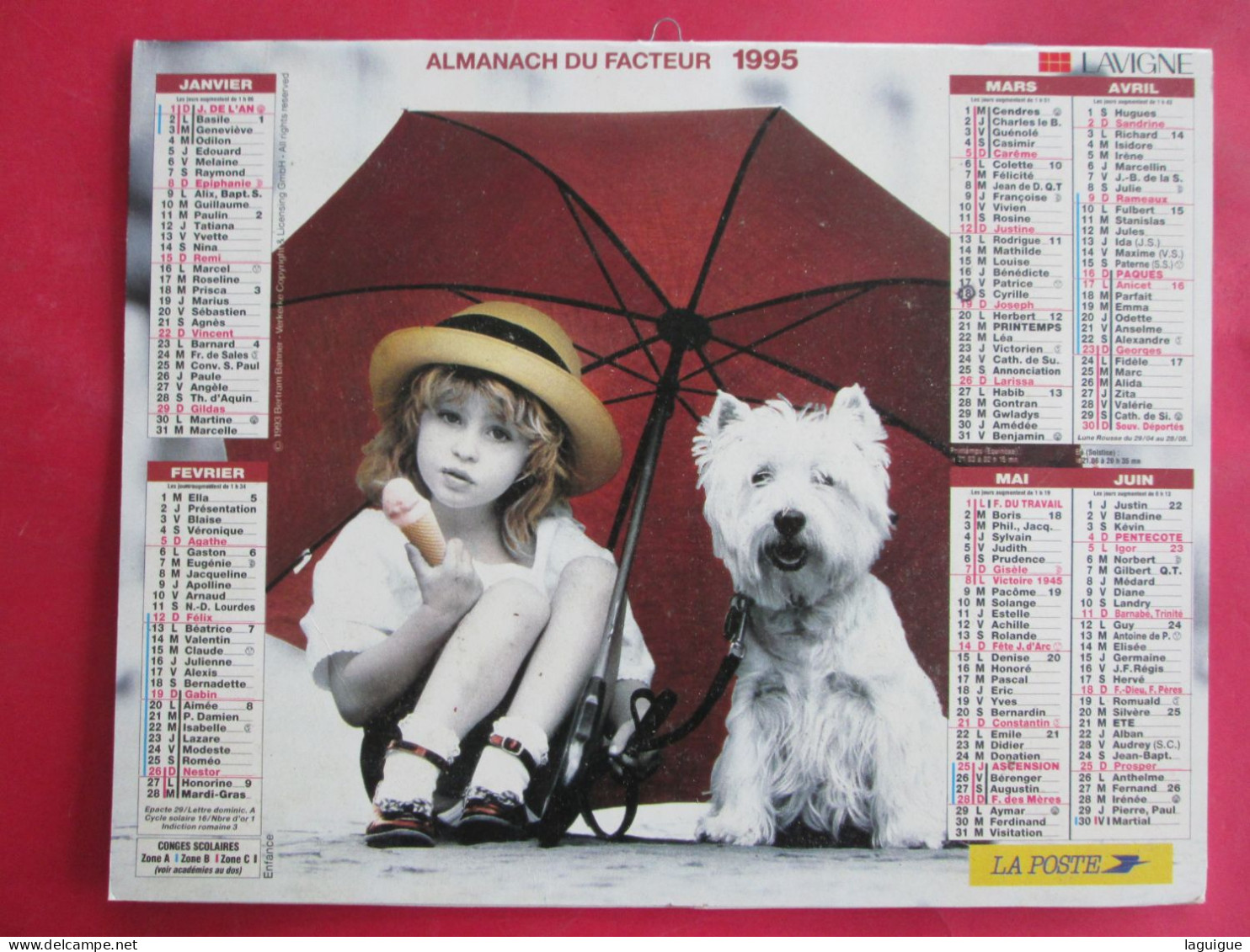 CALENDRIER ALMANACH 1995 OBERTHUR ENFANCE - Big : 1991-00