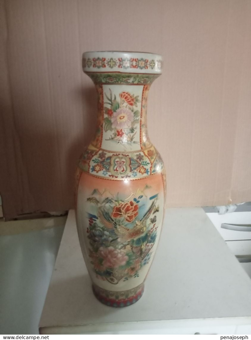 Vase Ancien Asiatique Hauteur 35,5 Cm - Vases