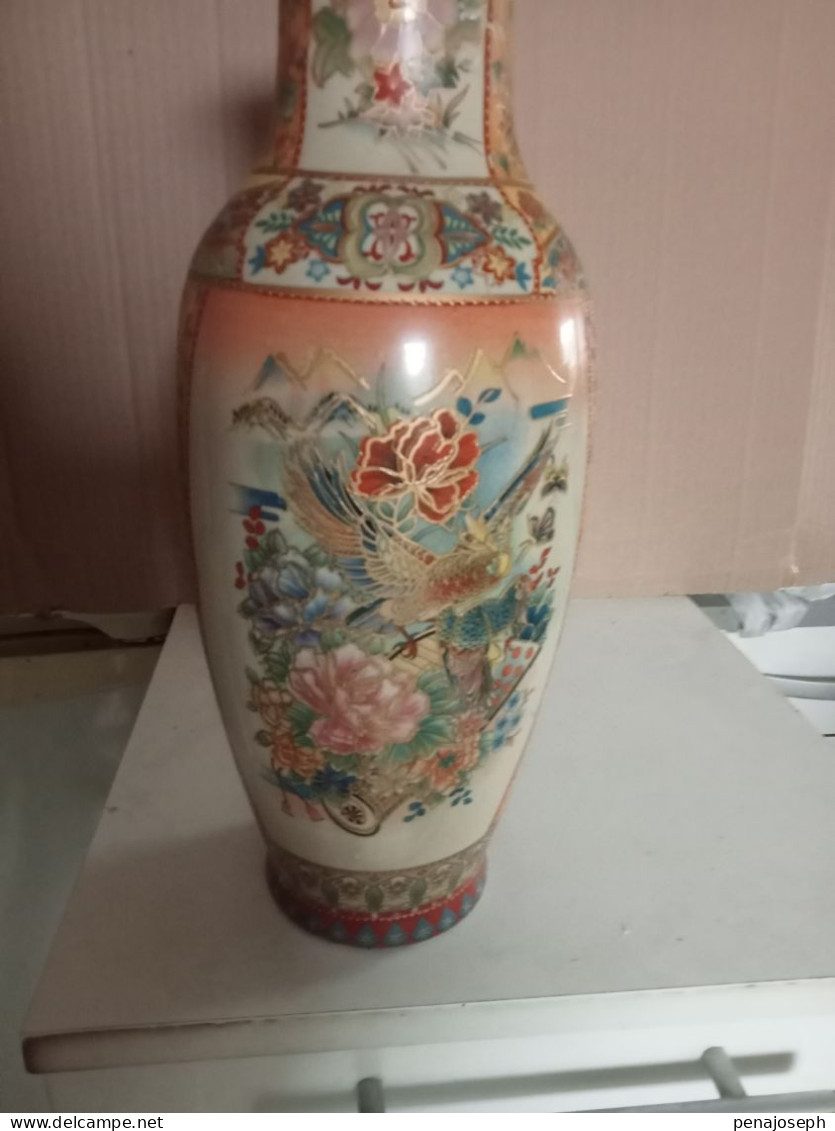 Vase Ancien Asiatique Hauteur 35,5 Cm - Jarrones