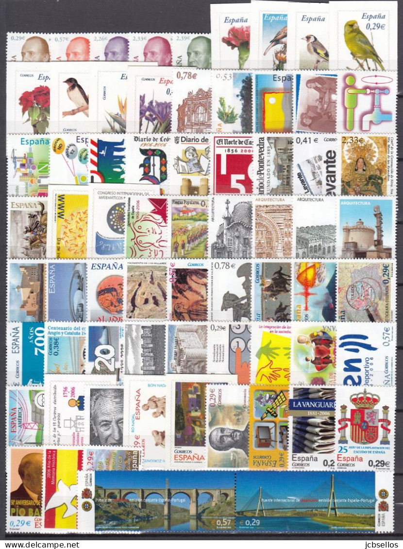 ESPAÑA 2006 Nº 4199/4287 AÑO COMPLETO NUEVO, MNH **, 68 SELLOS, 13 HB, 1 CARNETS - Años Completos