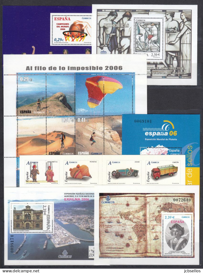 ESPAÑA 2006 Nº 4199/4287 AÑO COMPLETO NUEVO, MNH **, 68 SELLOS, 13 HB, 1 CARNETS - Años Completos