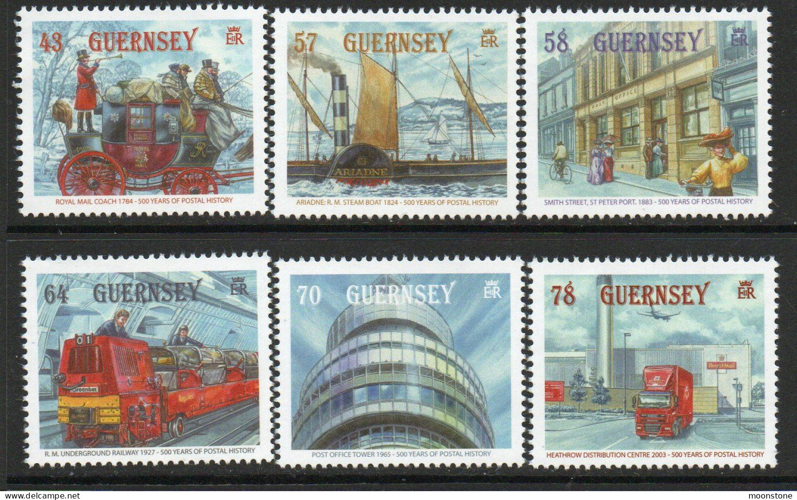 Guernsey 2016 500 Years Of Postal History Set Of 6, MNH , SG 1624/9 - Guernesey