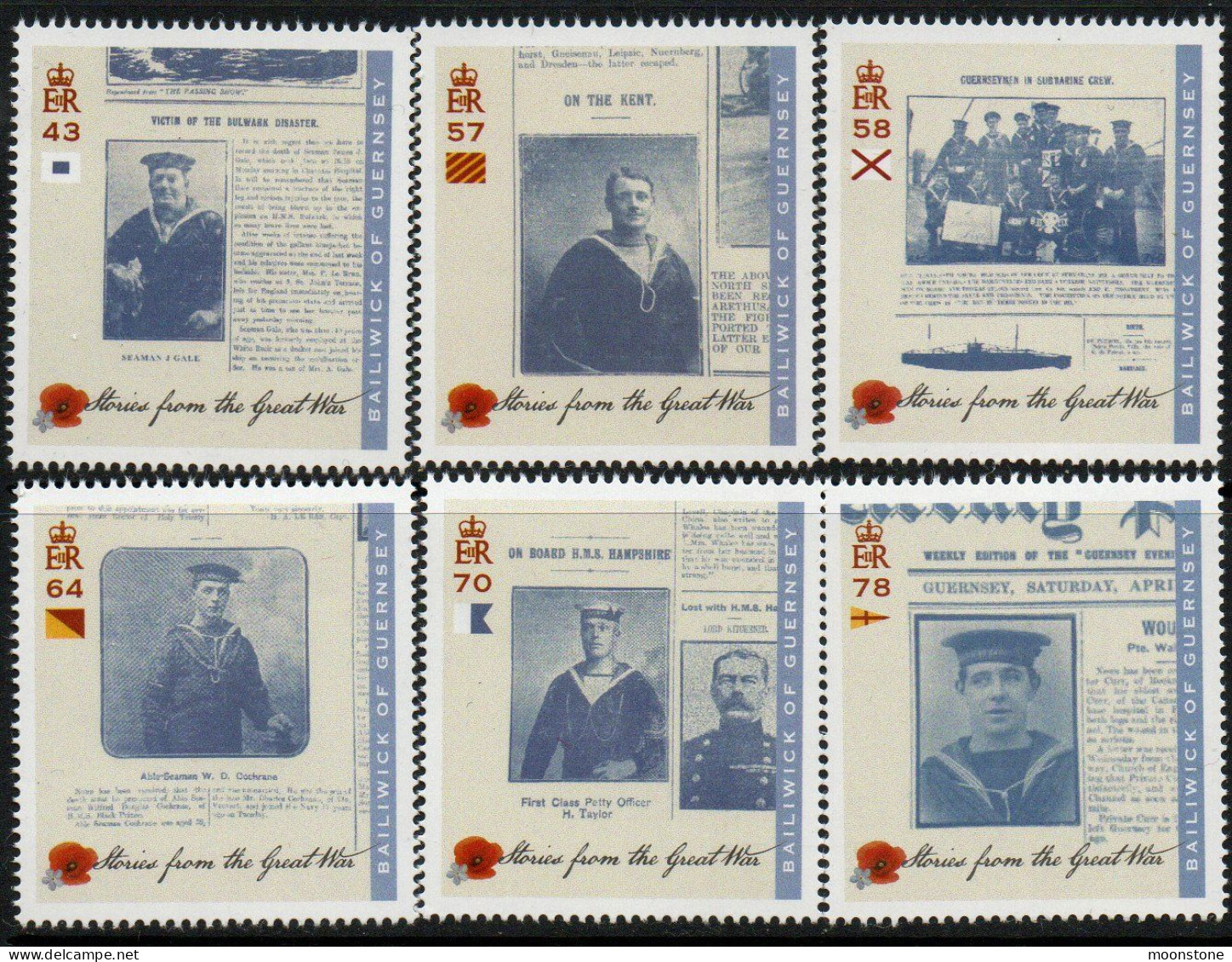 Guernsey 2016 Stories From The Great War III Set Of 6, MNH , SG 1638/43 - Guernesey