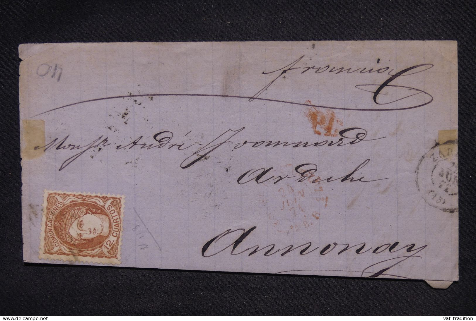 ESPAGNE - Lettre Pour La France En 1871 - L 147930 - Brieven En Documenten