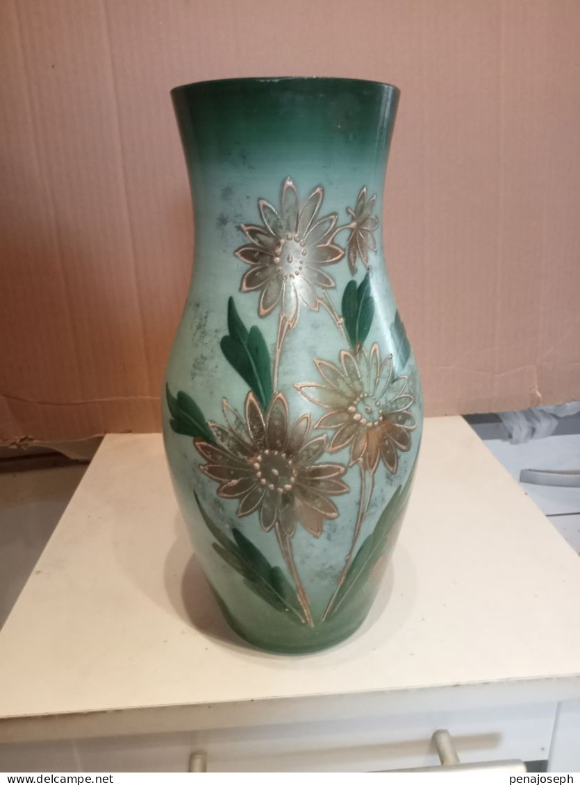 Vase Ancien Opaline Hauteur 27 Cm Diamètre 13 Cm - Jarrones