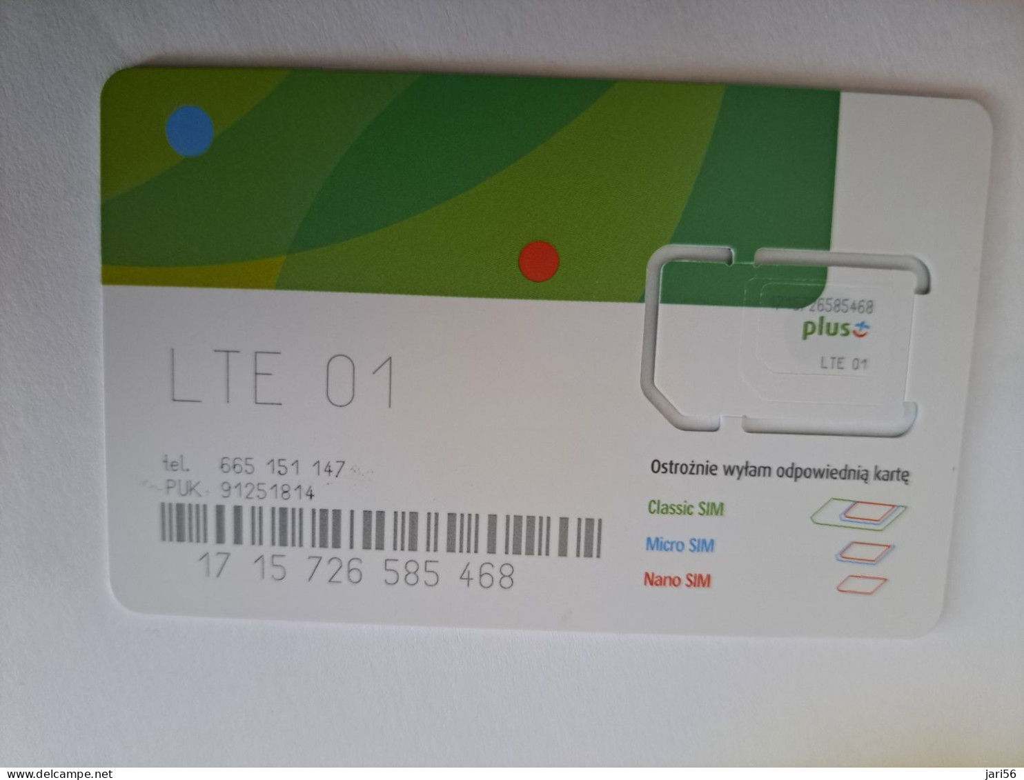 POLEN POLAND  / GSM/ SIM CARD/ PLUS / KARTA SIM                           MINT  -   **15578** - Pologne