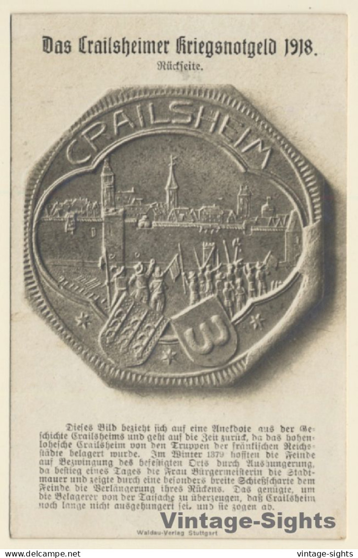 Das Crailsheimer Kriegsnotgeld 1918 - Rückseite (Vintage RPPC 1919) - Monnaies (représentations)