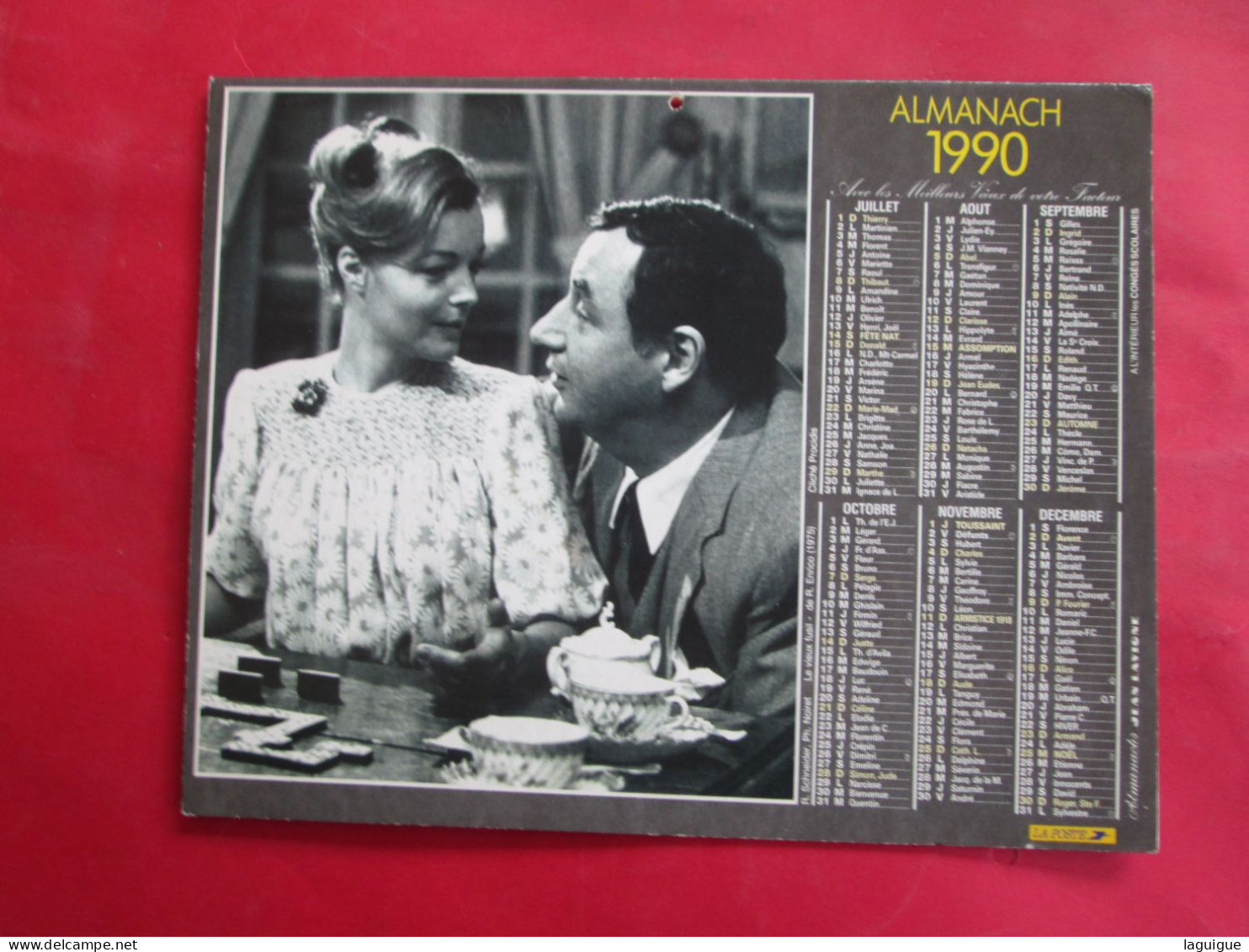 CALENDRIER ALMANACH 1990 LAVIGNE PHILIPPE NOIRET ROMY SCHNEIDER JEAN GABIN - Grand Format : 1981-90