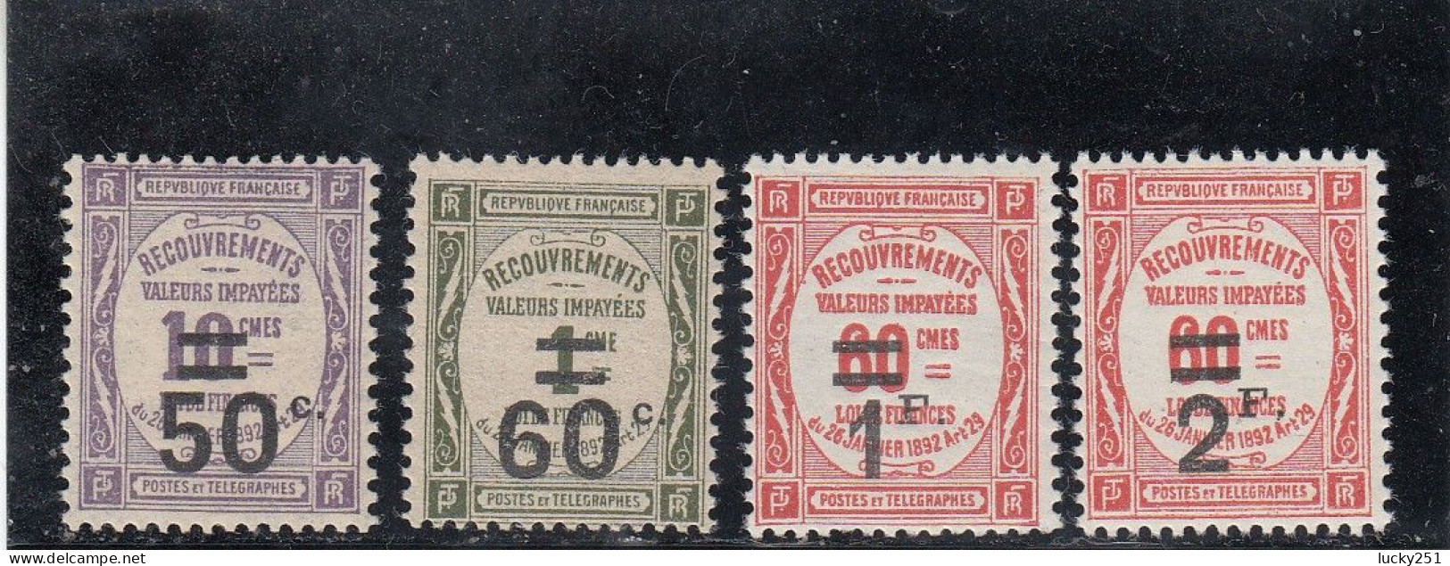 France - Année 1926 - Neuf** - Taxe - N°YT 51/54**  - Timbres De 1908 Surchargés - 1859-1959 Mint/hinged