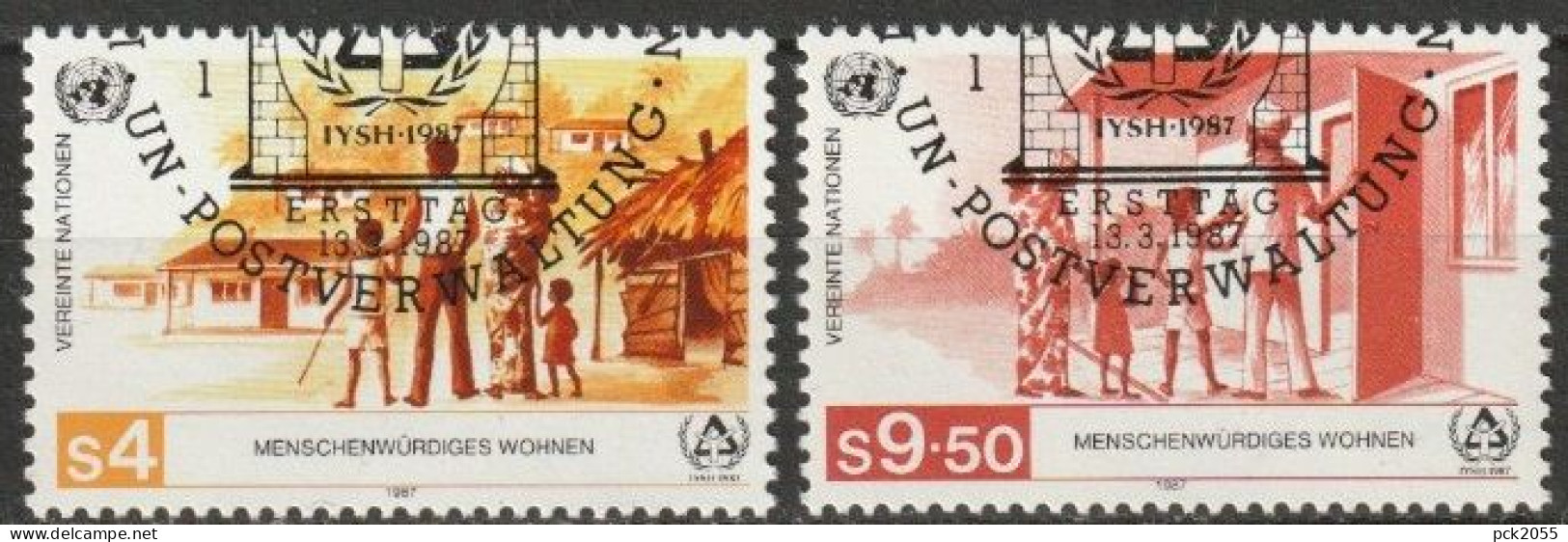 UNO Wien 1987 MiNr.69 - 70  O Gest. Intern. Jahr Für Menschenwürdiges Wohnen ( 2466) - Oblitérés